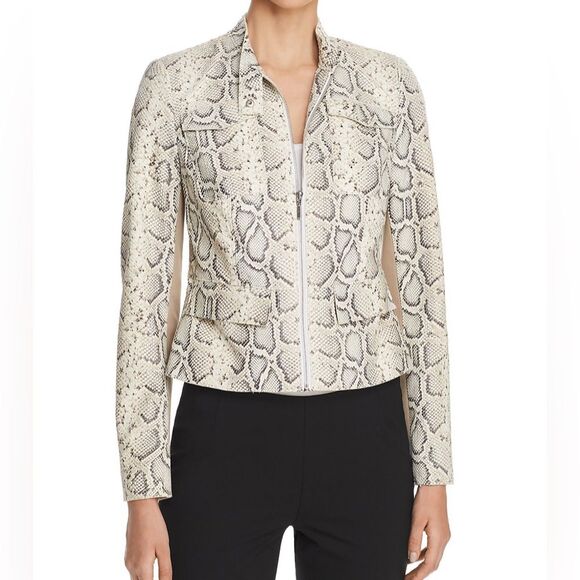 Elie Tahari Gwen Snake Suede Front Jacket Size Medium - Picture 16 of 16